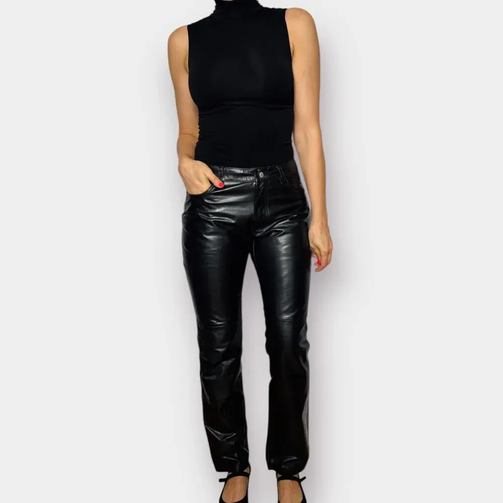 Y2K GAP Black Leather Bootcut Pants‎